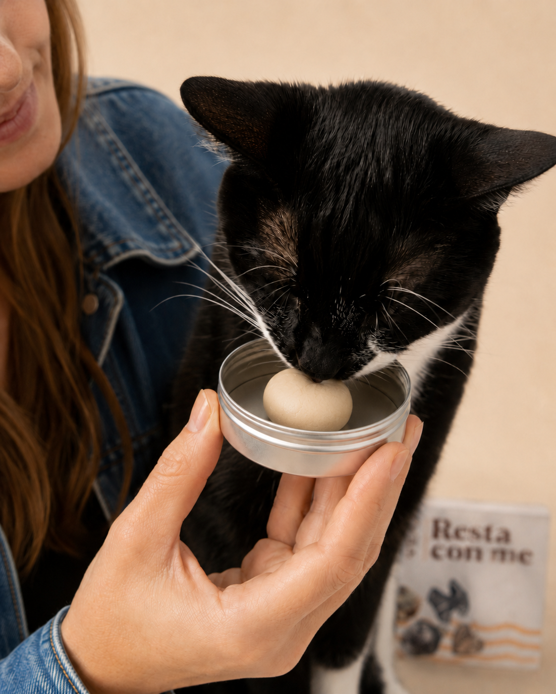 Il musino di un gatto appoggiato sulla pasta del kit